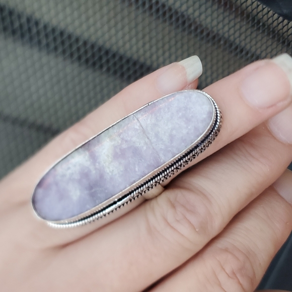 New Oversized Lepidolite 925 Silver Ring. - Picture 4 of 10